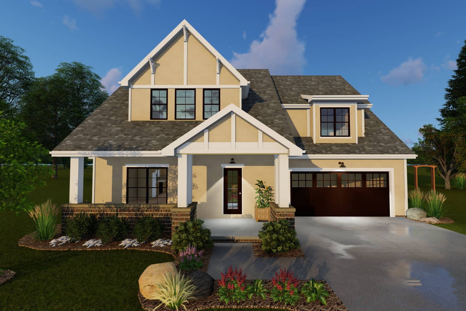 Front elevation of Country home (ThePlanCollection: House Plan #100-1136)