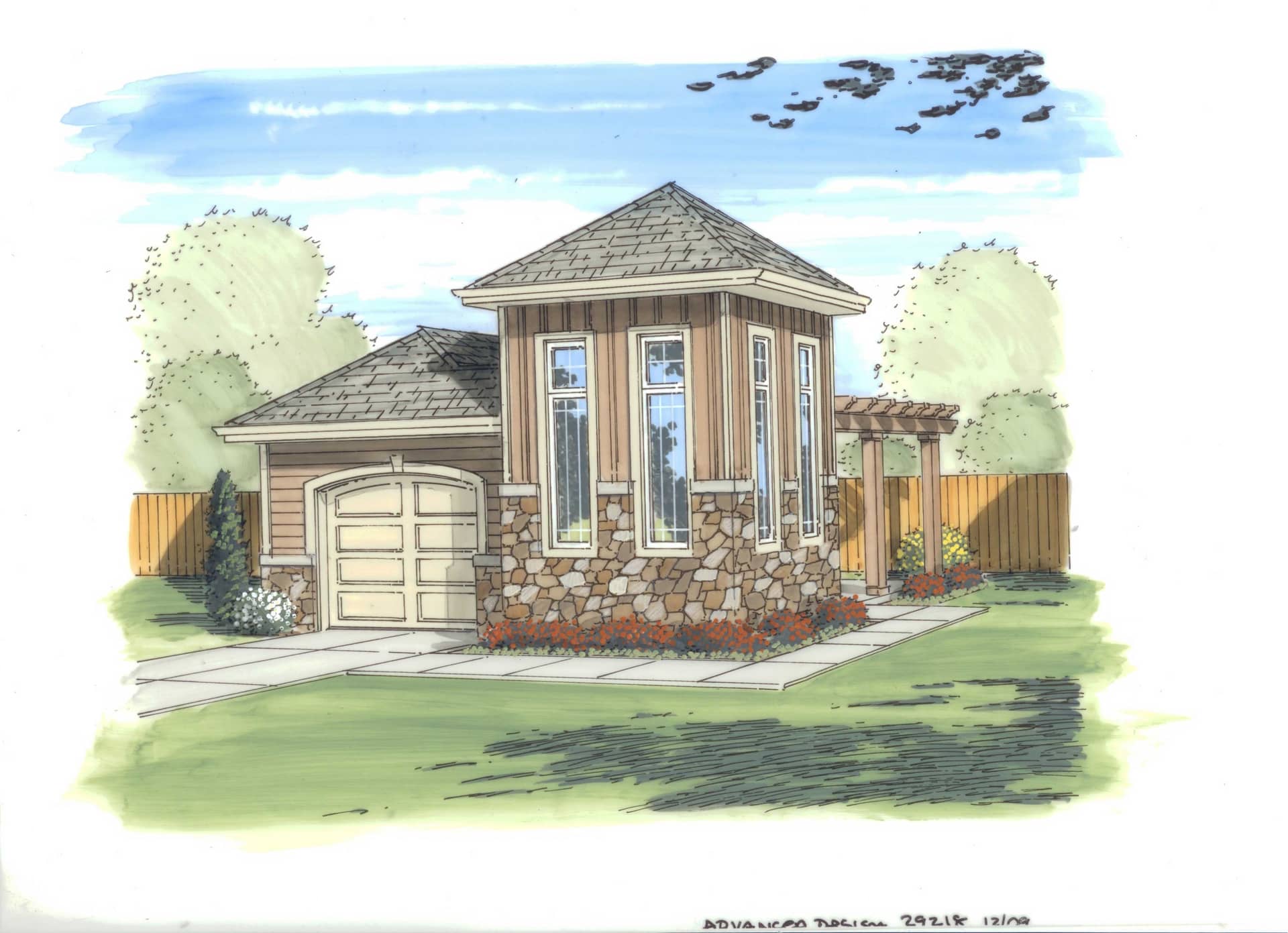 This is the front elevation of these Garage Plans.