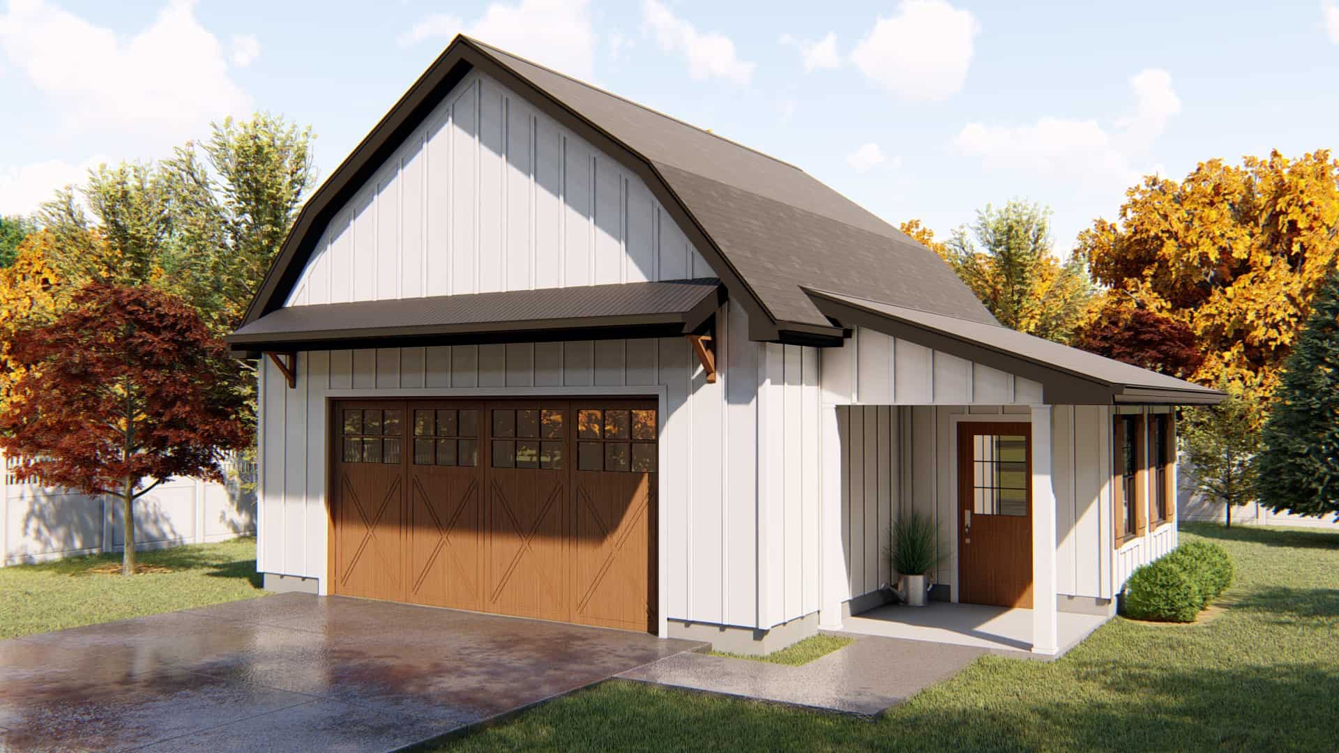 This is the front elevation for these garage plans.