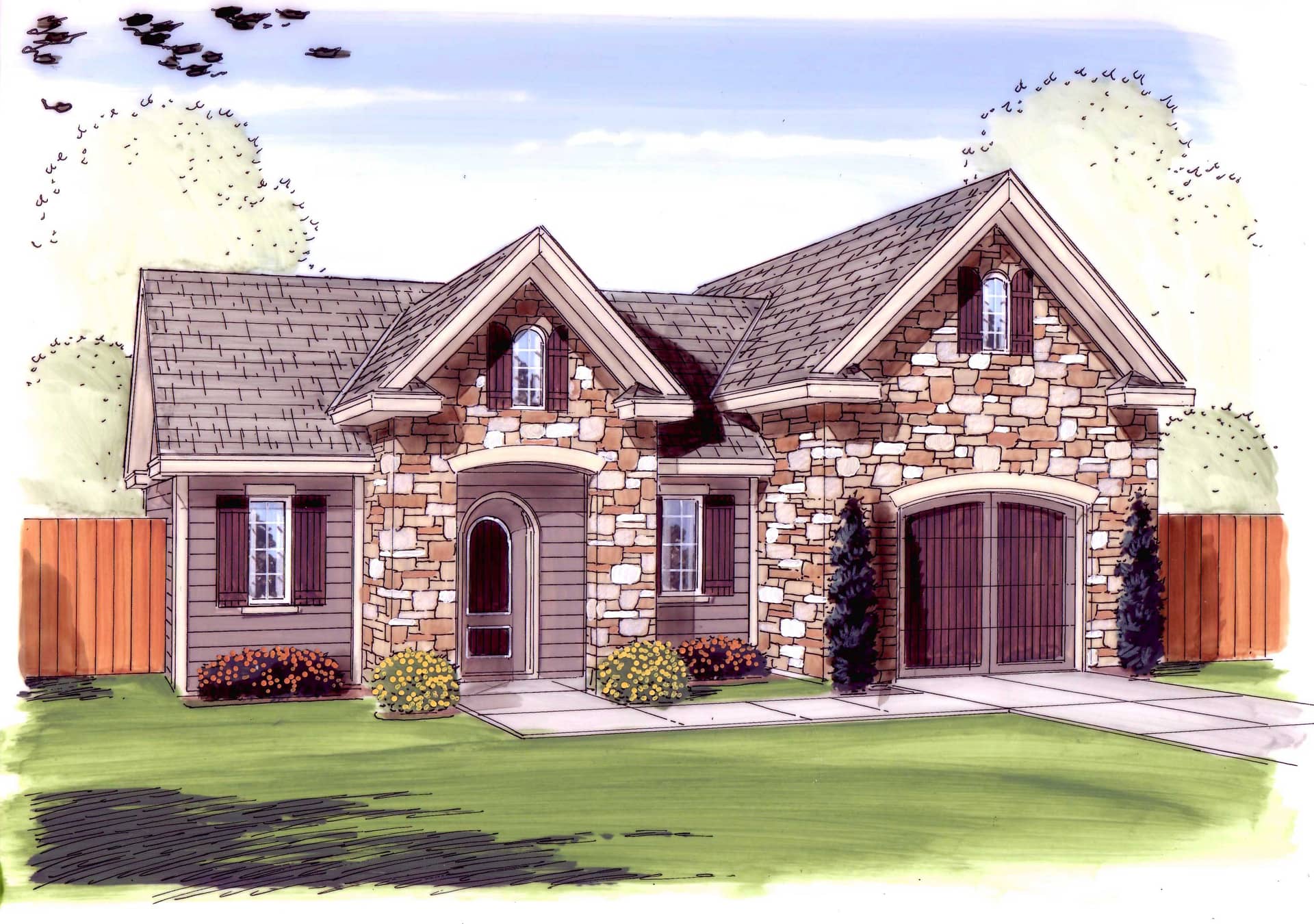 This is the front elevation of these Garage Plans.