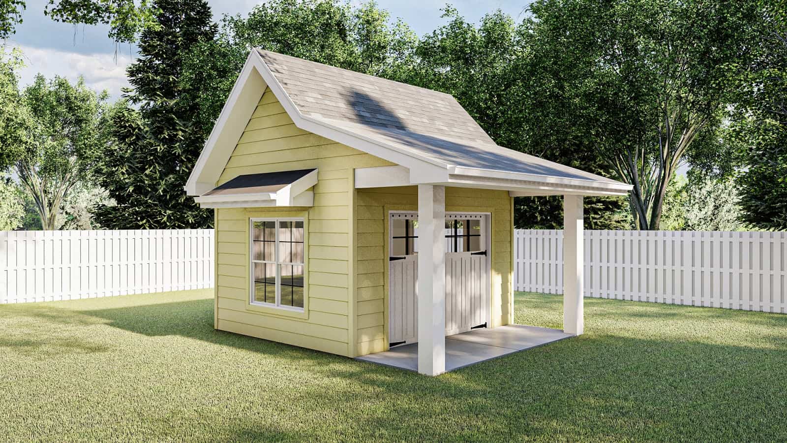 Front elevation of shed plan (ThePlanCollection: House Plan #100-1167)