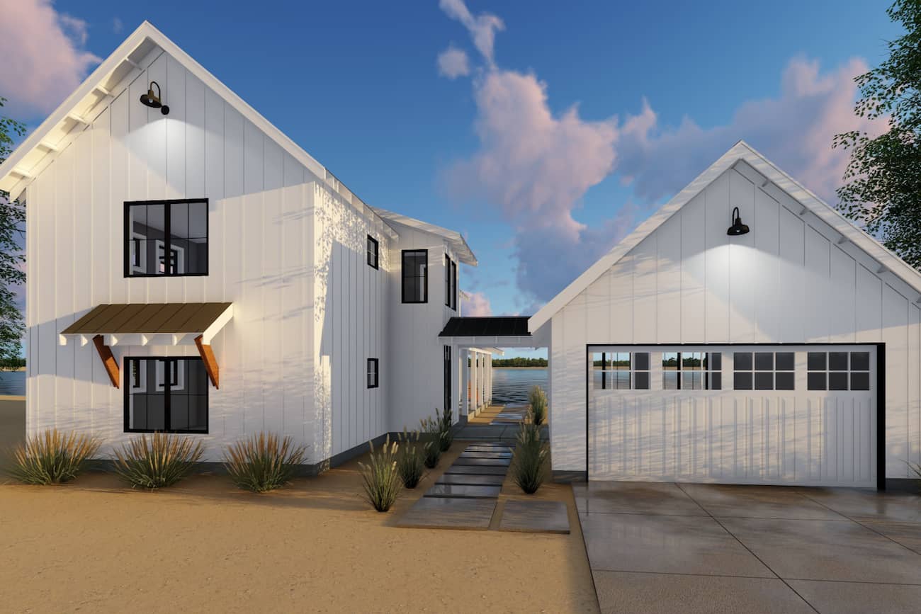 Farmhouse home (ThePlanCollection: Plan #100-1211)