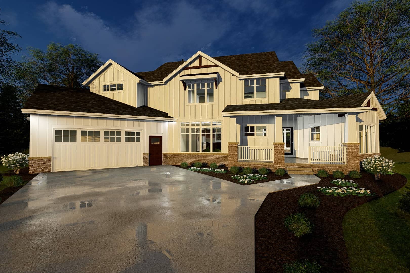 Front elevation of Farmhouse home (ThePlanCollection: House Plan #100-1235)