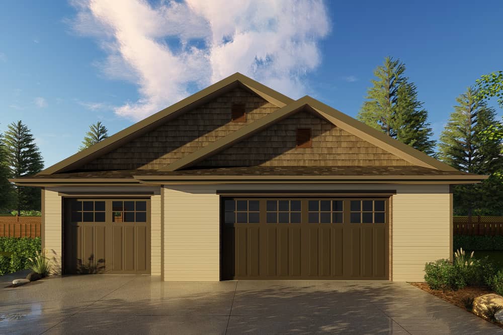 Color photograph of Craftsman style garage (ThePlanCollection: House Plan #100-1240)