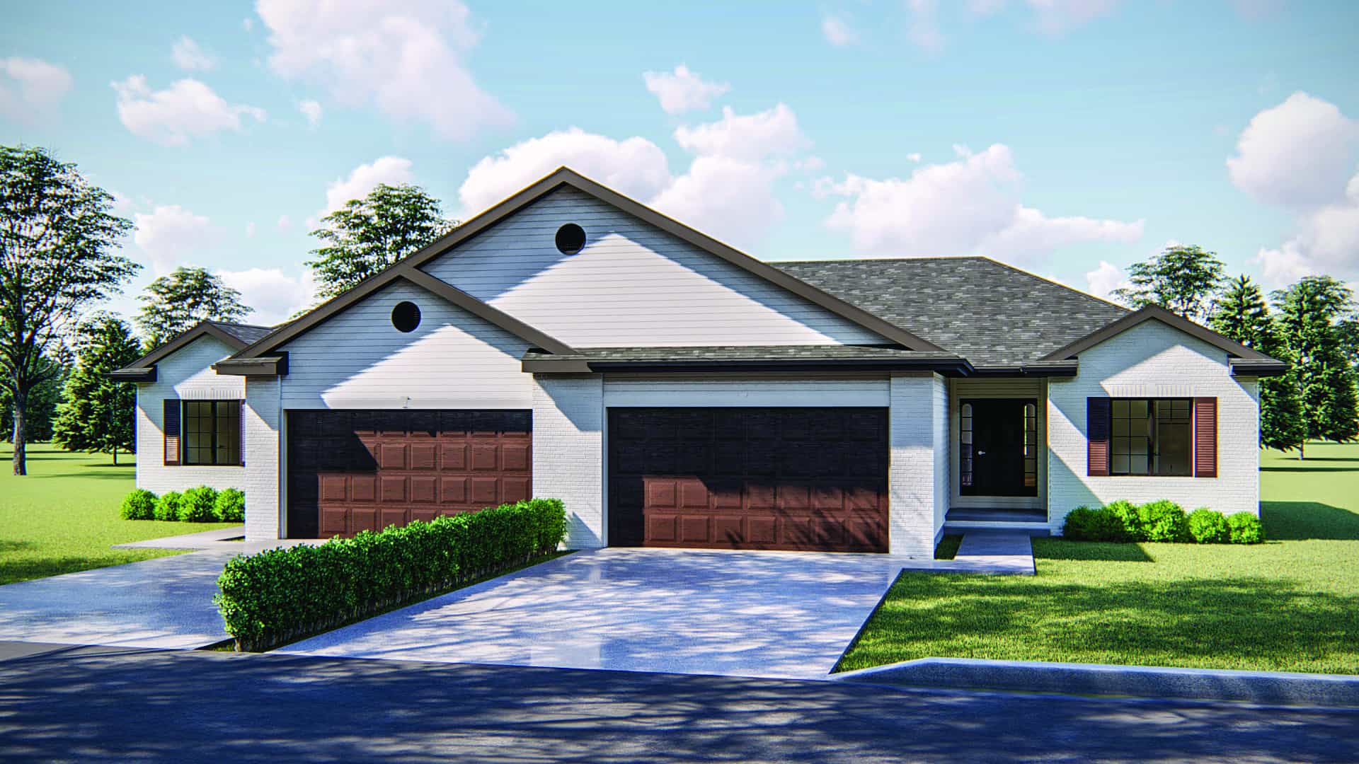 Front elevation of Multi-Unit home (ThePlanCollection: House Plan #100-1248)