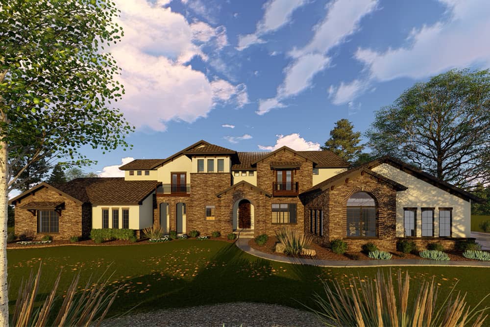 Front elevation of Mediterranean home (ThePlanCollection: House Plan #100-1262)