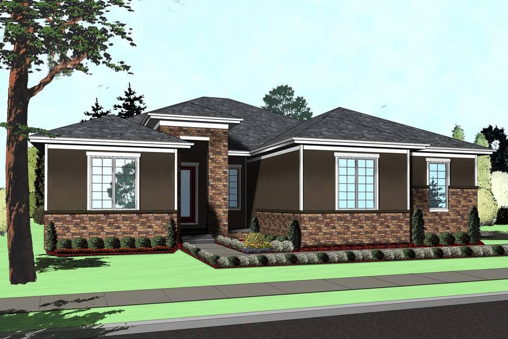 Front elevation of Mediterranean home (ThePlanCollection: House Plan #100-1267)