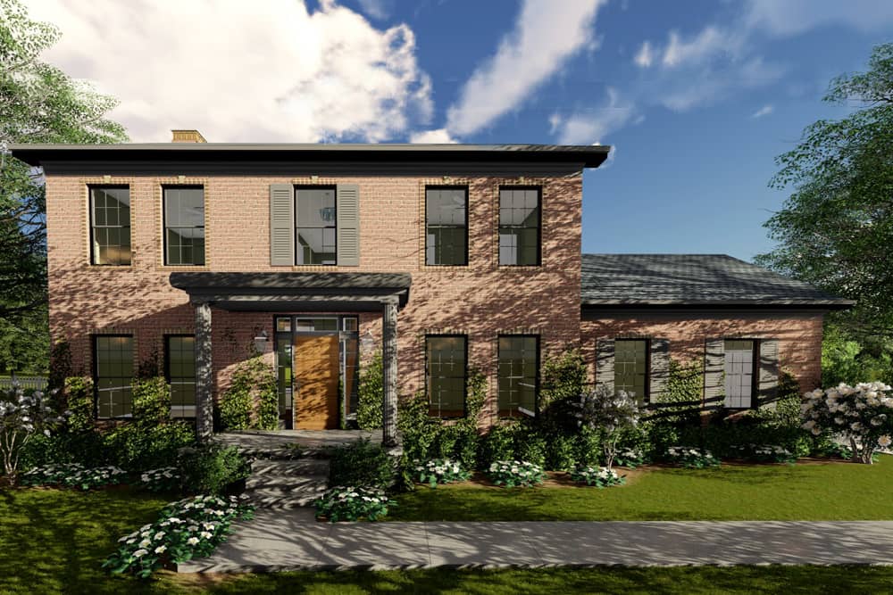 Front elevation of Colonial home (ThePlanCollection: House Plan #100-1271)