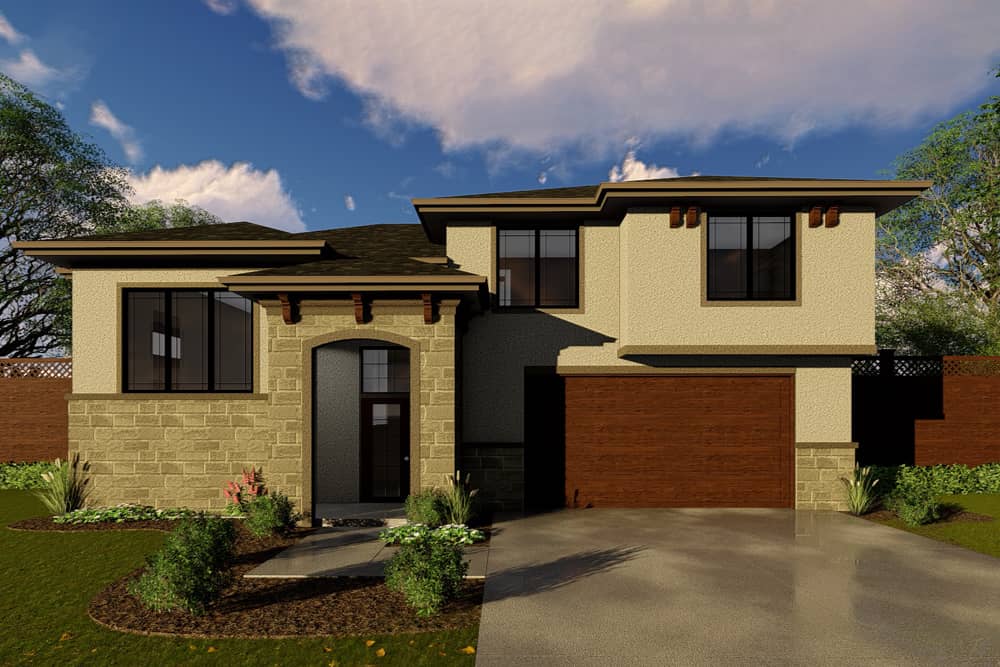 Front elevation of Mediterranean home (ThePlanCollection: House Plan #100-1277)