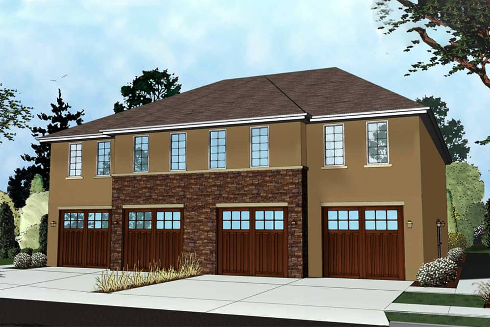 Front elevation of Contemporary home (ThePlanCollection: House Plan #100-1279)