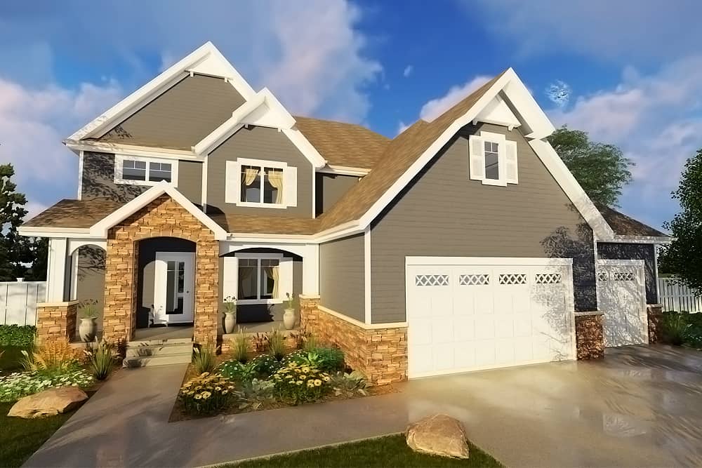 Front elevation of Traditional home (ThePlanCollection: House Plan #100-1298)