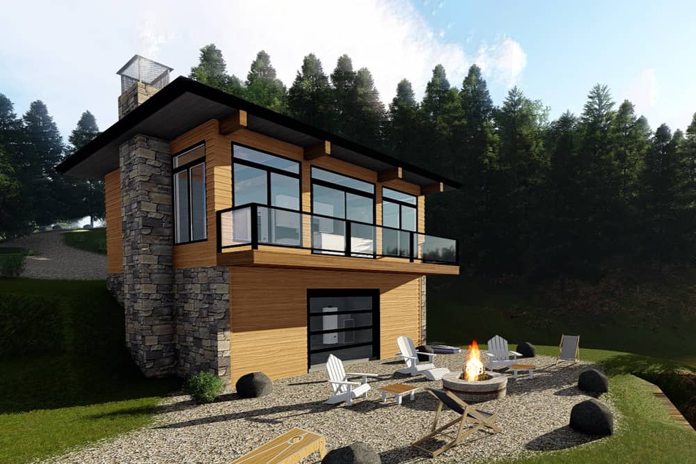 Front elevation of Modern home (ThePlanCollection: House Plan #100-1337)