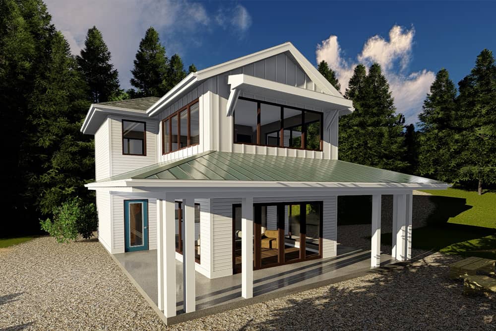 Front elevation of Farmhouse home (ThePlanCollection: House Plan #100-1343)