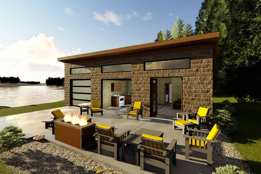 Front elevation of Modern home (ThePlanCollection: House Plan #100-1348)