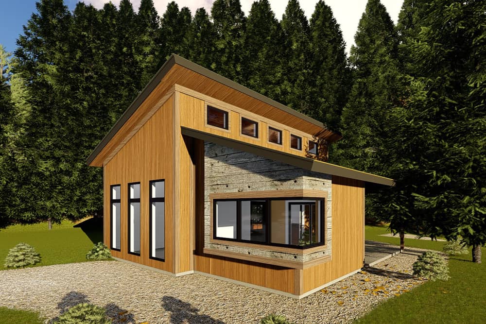 Front elevation of Modern home (ThePlanCollection: House Plan #100-1349)