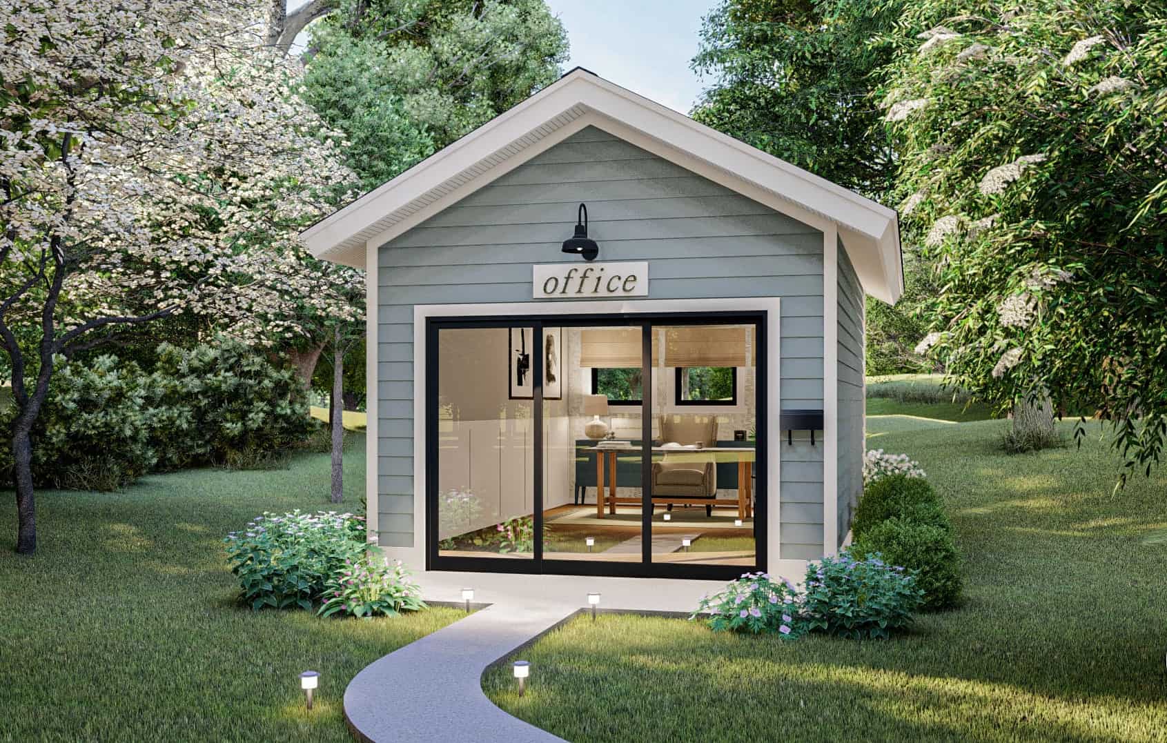 Front elevation of Cottage home office for the backyard (ThePlanCollection: Plan #100-1362)