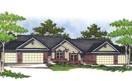 Front elevation of Multi-Unit home (ThePlanCollection: House Plan #101-1015)
