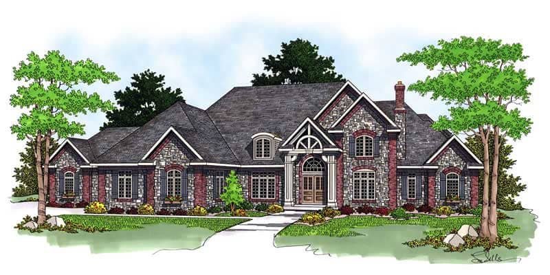 Luxury Homeplans AM-69301 color rendering.