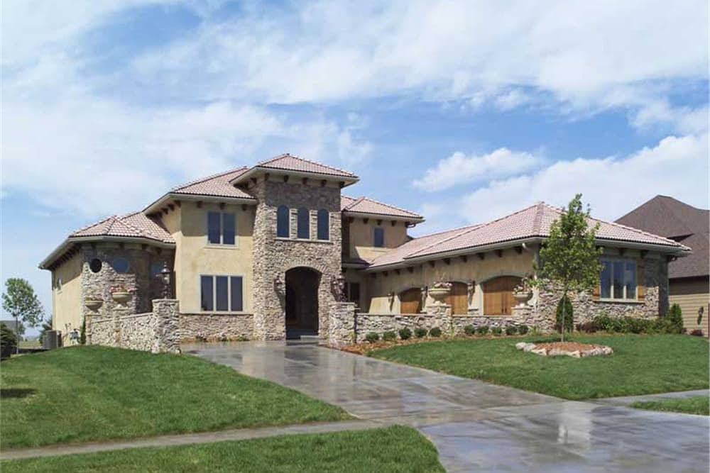 Luxury Tuscan home plan (ThePlanCollection: House Plan #101-1353)