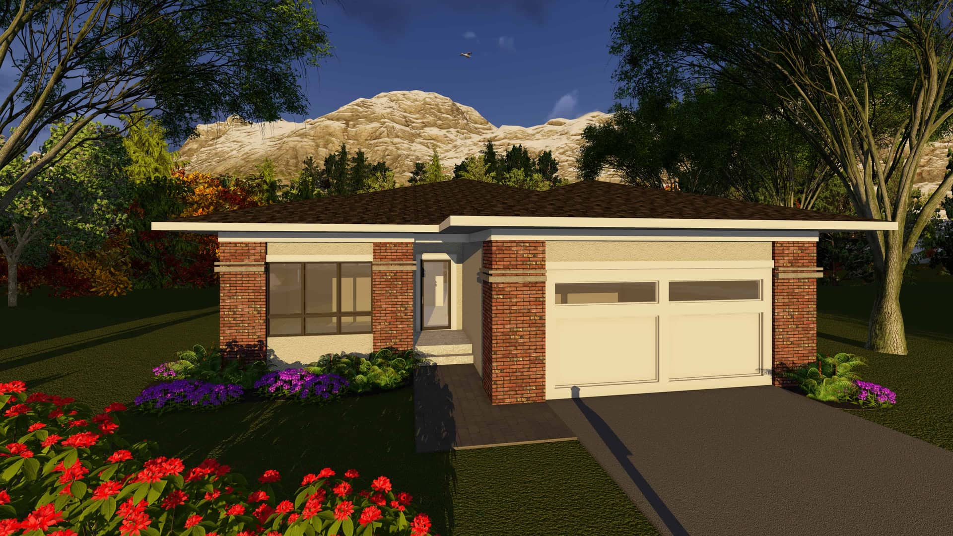 Front elevation of Ranch home (ThePlanCollection: House Plan #101-1902)