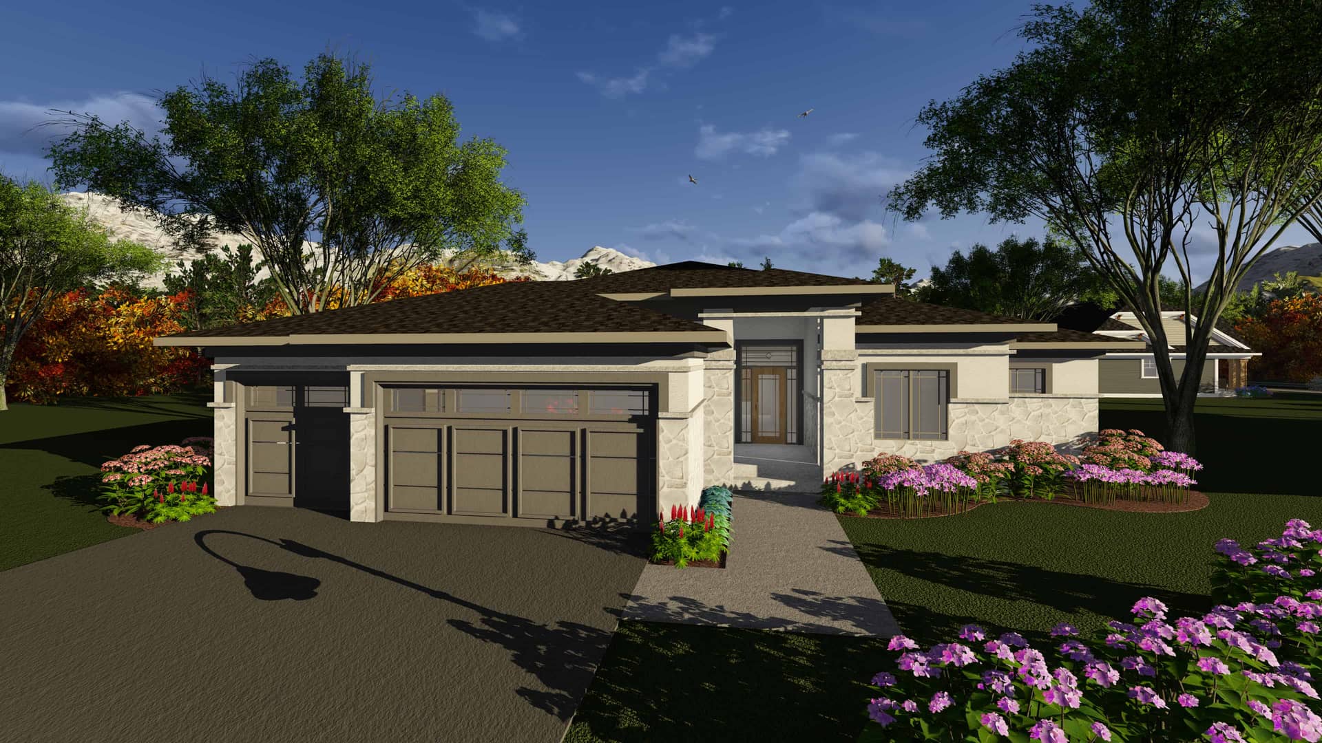 Front elevation of Ranch home (ThePlanCollection: House Plan #101-1909)