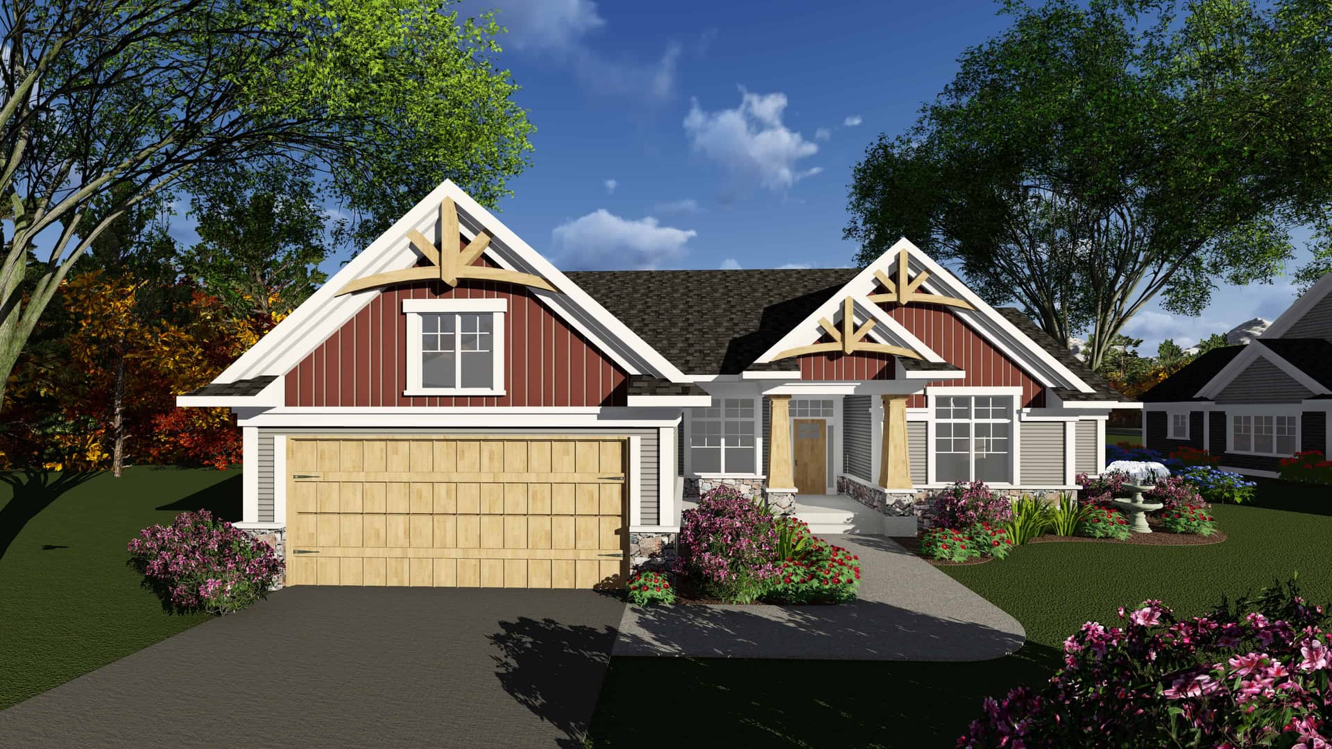 Front elevation of Ranch home (ThePlanCollection: House Plan #101-1910)