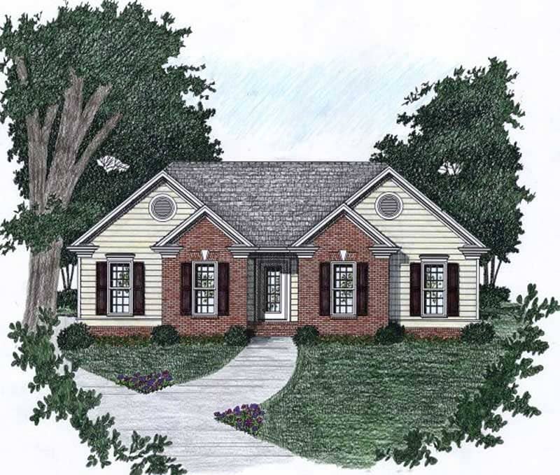 Front elevation of European home (ThePlanCollection: House Plan #102-1022)