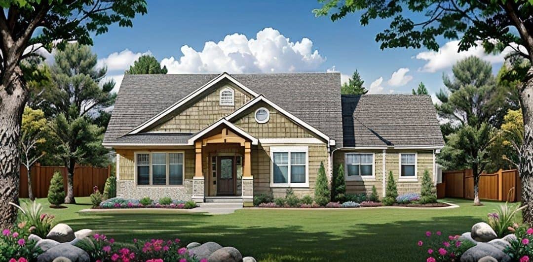 Craftsman Ranch home (ThePlanCollection: House Plan #103-1133)