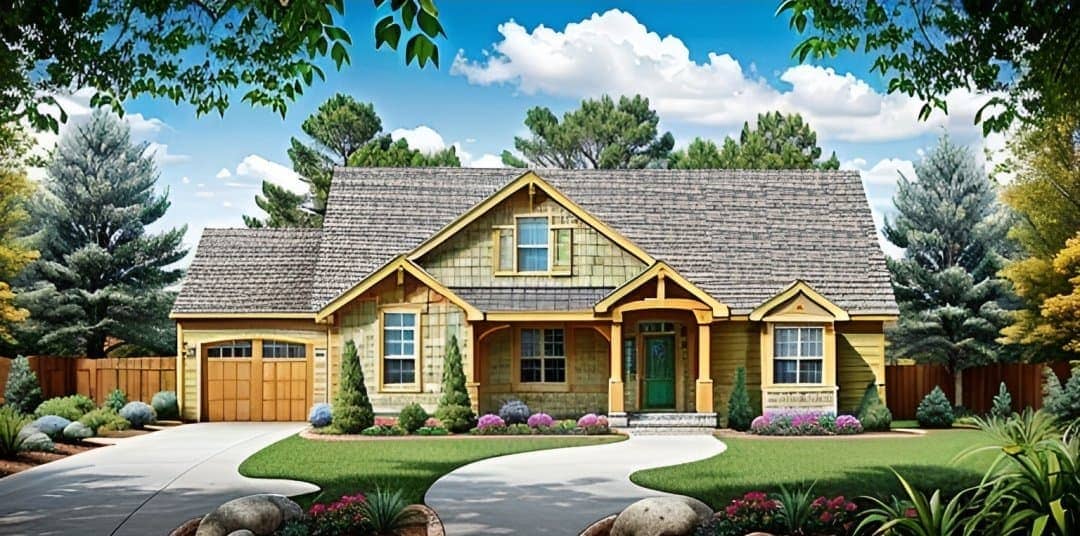 Craftsman Ranch home (ThePlanCollection: Plan #103-1135)