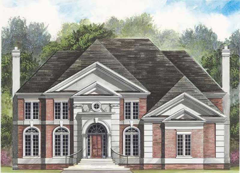 Front elevation of European home (ThePlanCollection: House Plan #106-1016)