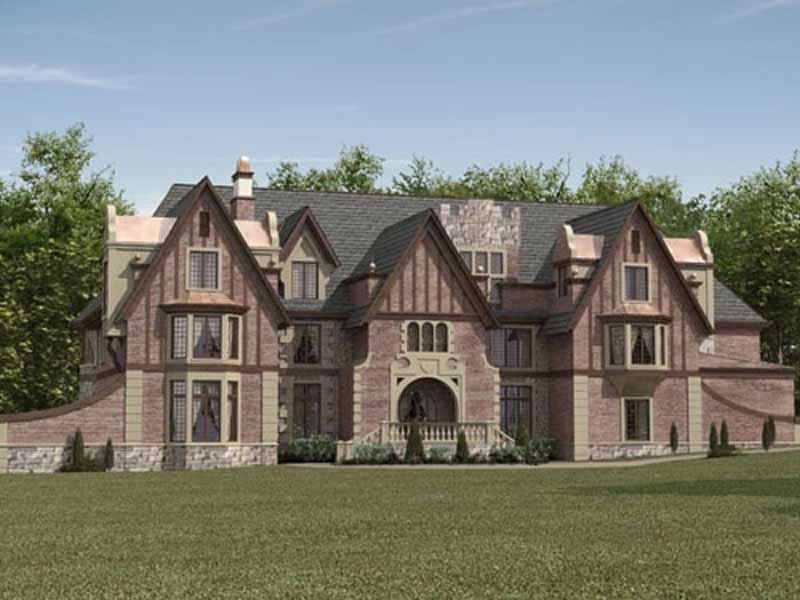 Front elevation of European manor (ThePlanCollection: House Plan #106-1031)
