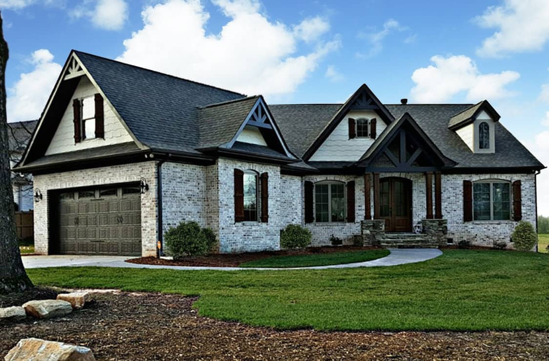 Front elevation of Craftsman home (ThePlanCollection: House Plan #106-1275)