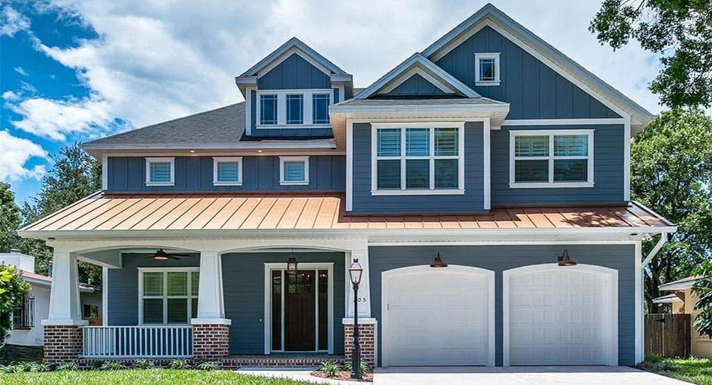 Front elevation of Craftsman home (ThePlanCollection: House Plan #106-1282)