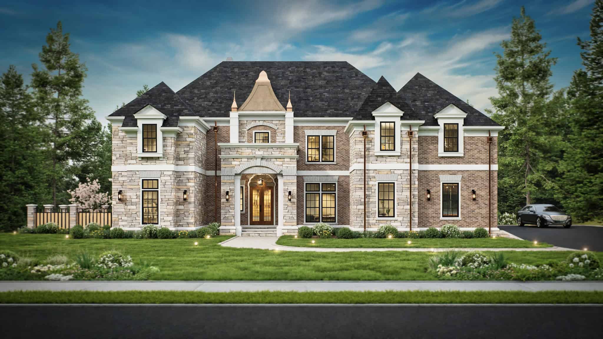 Front elevation of Luxury home plan (ThePlanCollection: House Plan #106-1302)