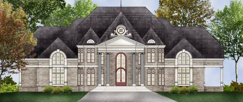 Front elevation of Luxury home (ThePlanCollection: House Plan #106-1307)