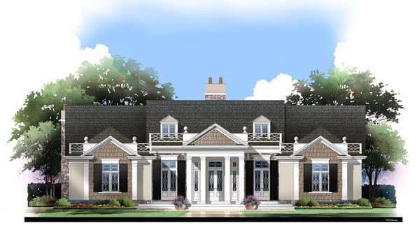 Front elevation of European home (ThePlanCollection: House Plan #106-1310)