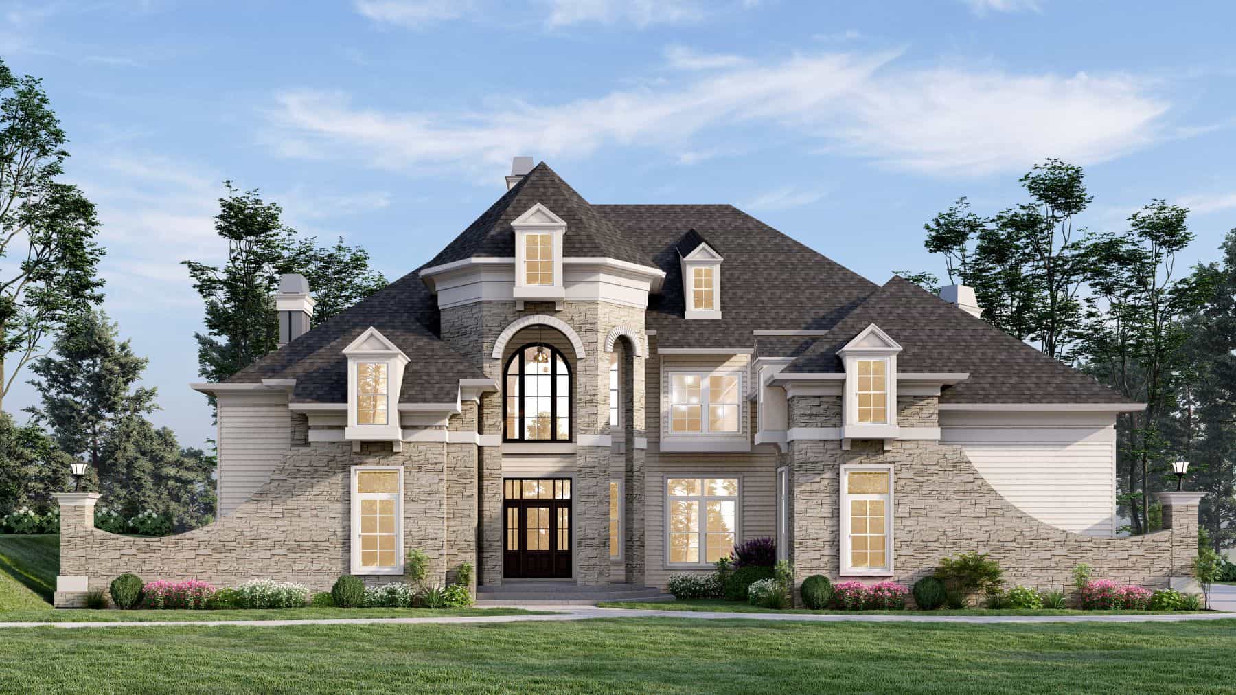 Front elevation of European home (ThePlanCollection: House Plan #106-1335)