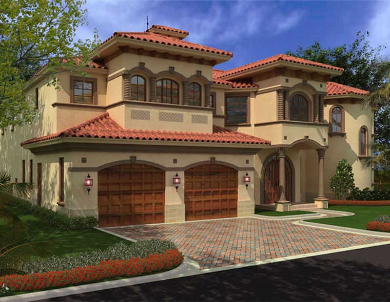 Luxury house plans color front photo.