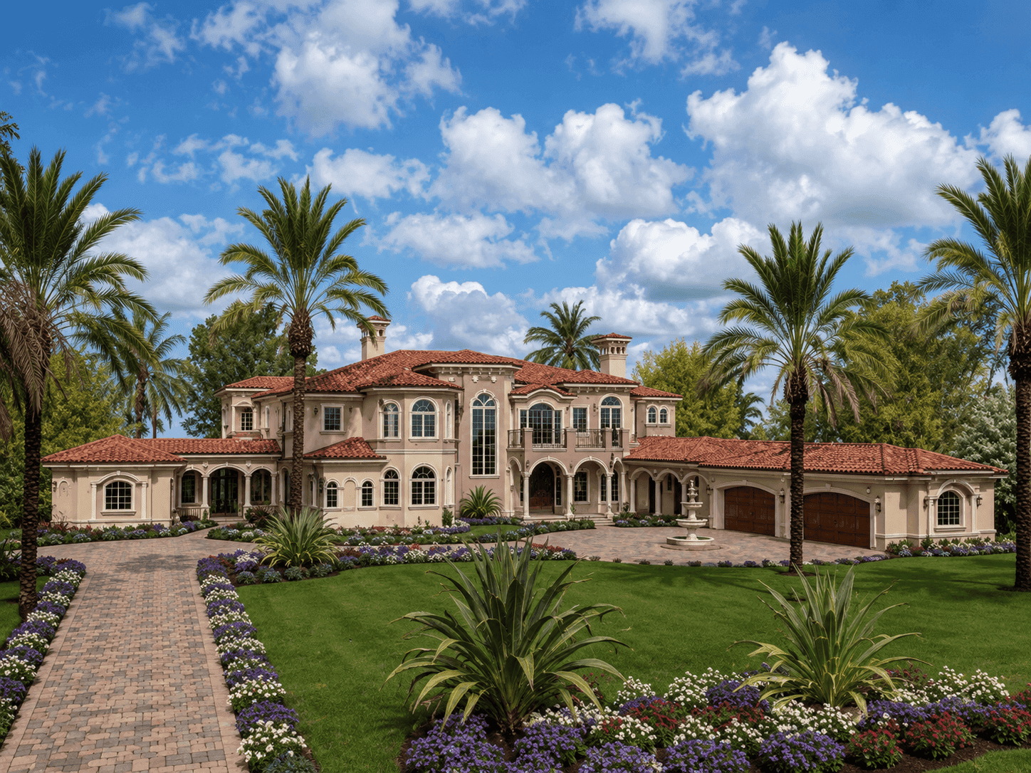 Front elevation of Luxury home (ThePlanCollection: House Plan #107-1189)