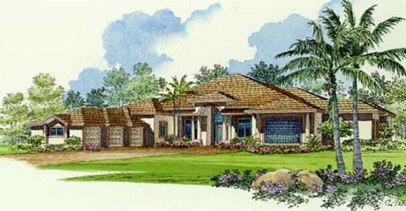 Front elevation of Mediterranean home (ThePlanCollection: House Plan #107-1212)