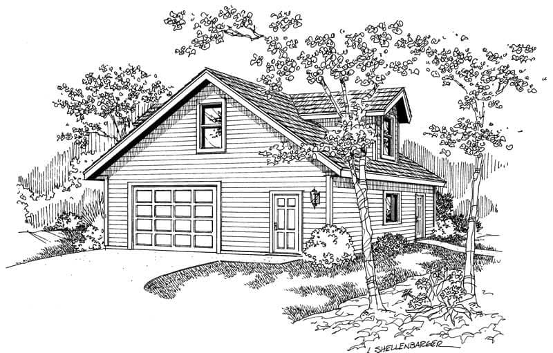 This image shows the garage style of the house plans.