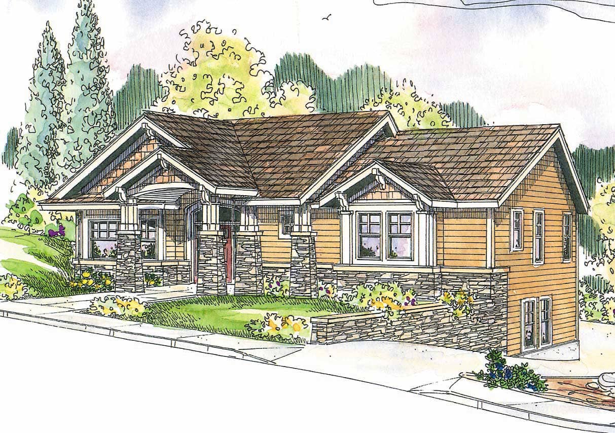 This image shows the Craftsman Style of the house plans.