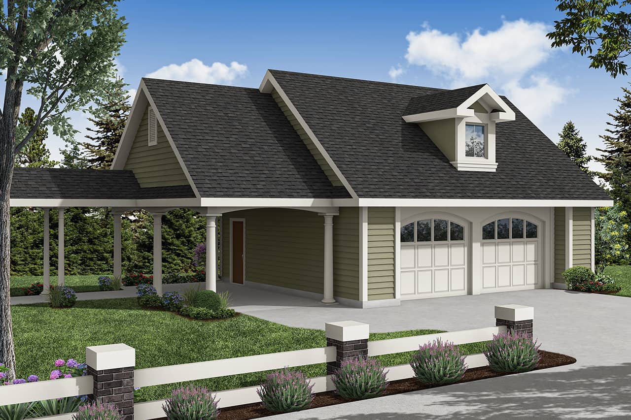 This image shows the garage style of the house plans.