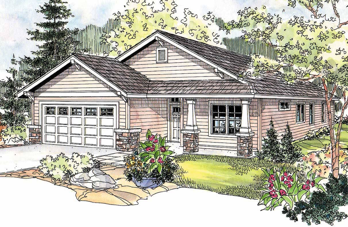 This image shows the Country Style for this set of house plans.