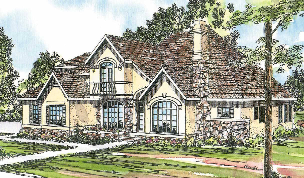 This image shows the European Style for this set of house plans.