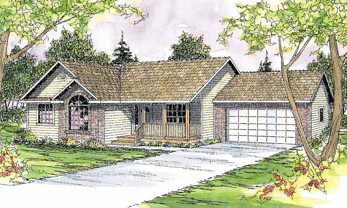 This image shows the Traditional Style for this set of house plans.