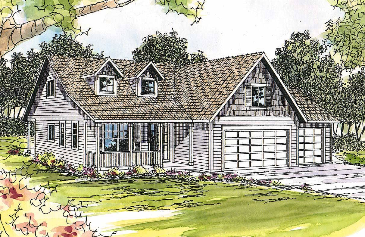 This image shows the Country Style for this set of house plans.