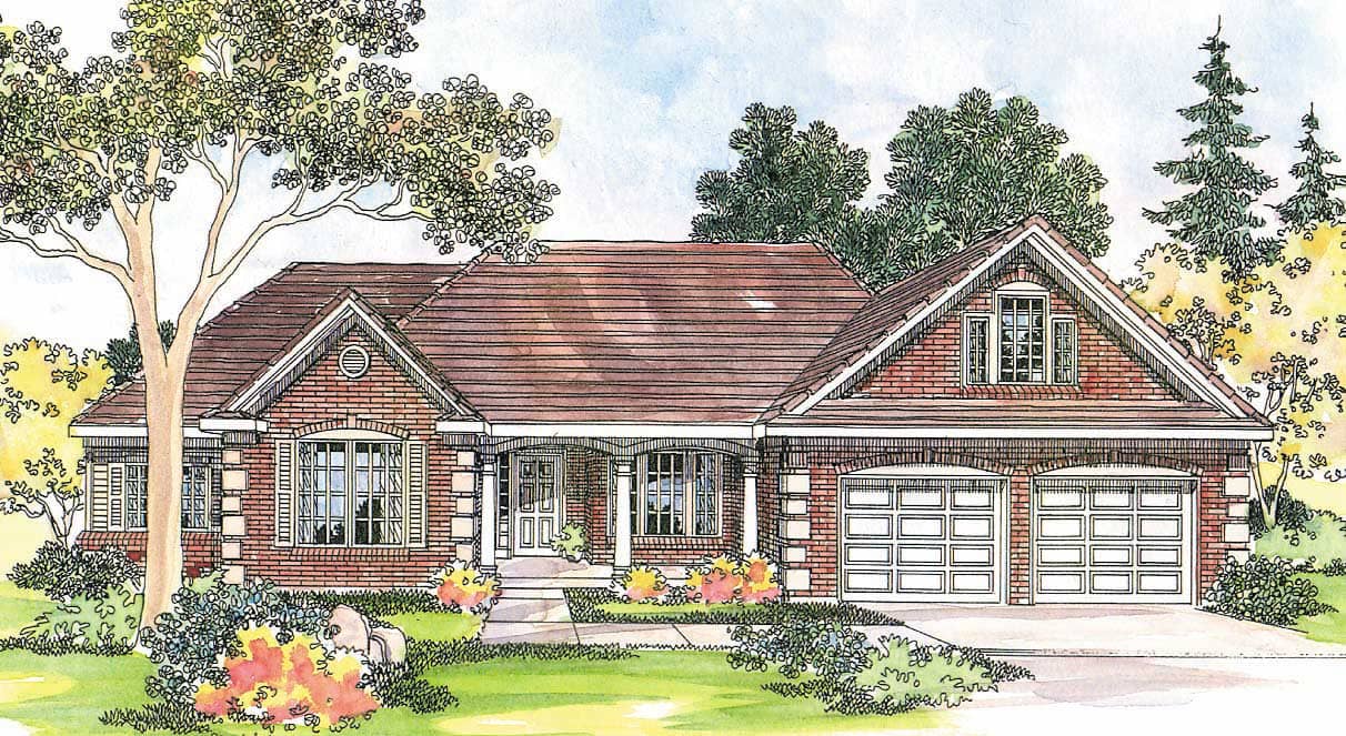 This image shows the Country Style for this set of house plans.
