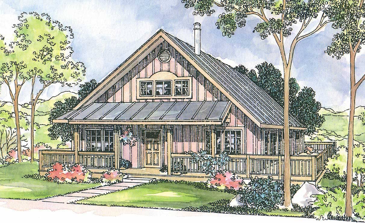 Front elevation of Cottage home (ThePlanCollection: House Plan #108-1242)