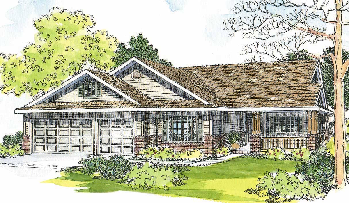 This image shows the Country Style for this set of house plans.